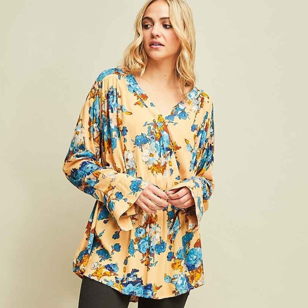Entro Floral Wrap Style Top NWT